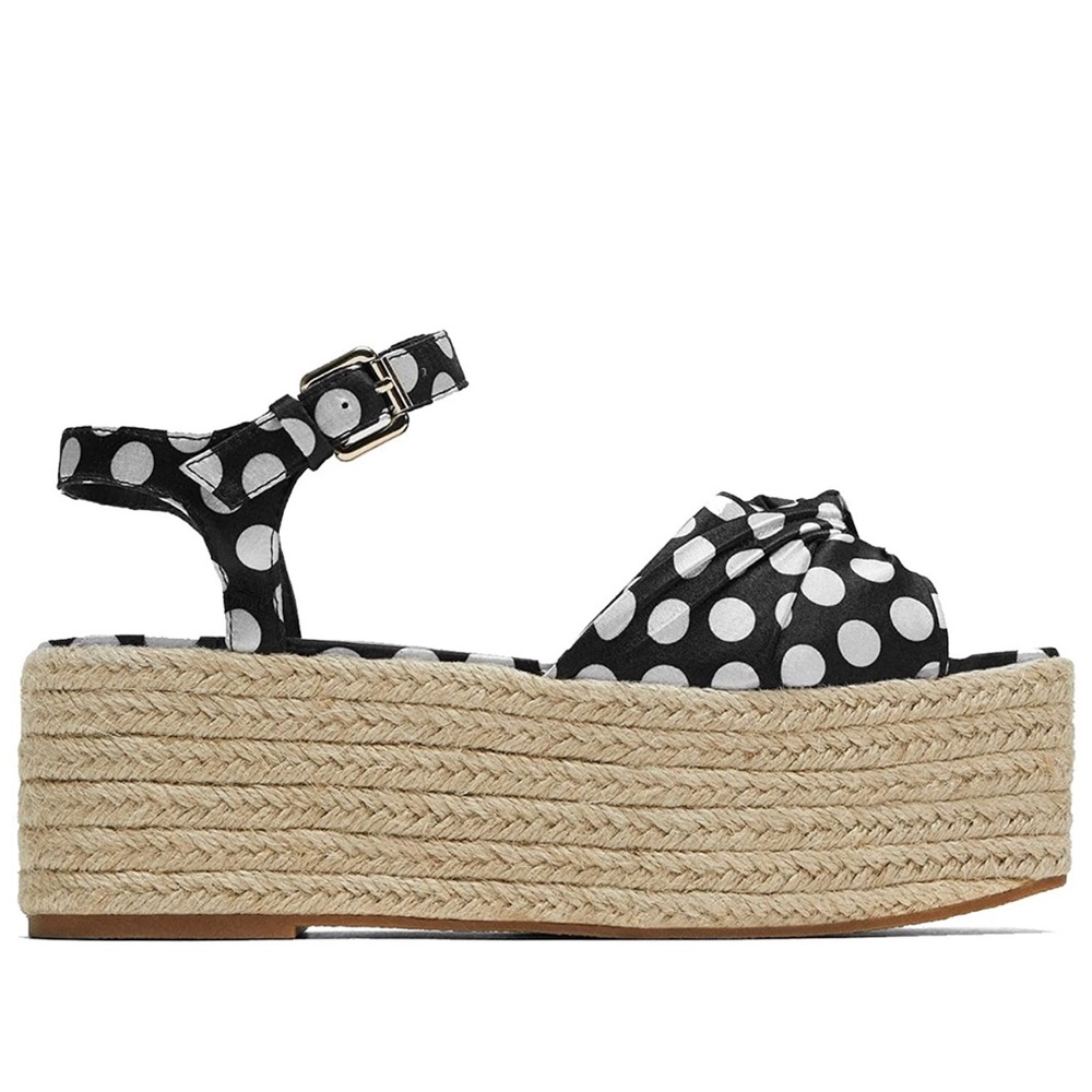 💥Zara Polka Dot Espadrille Sandal Flatform sz 10